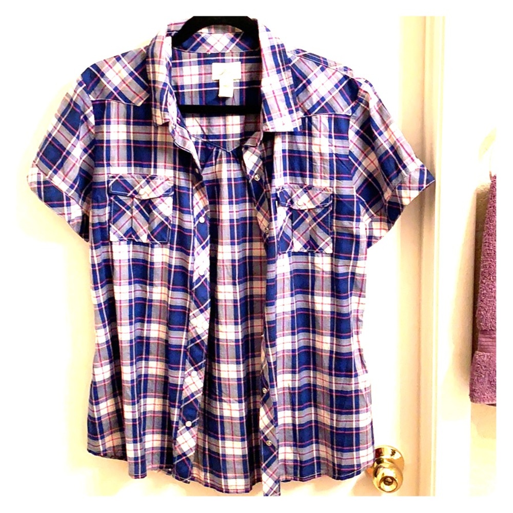 Levi’s Women’s Snap Plaid Short Sleeve